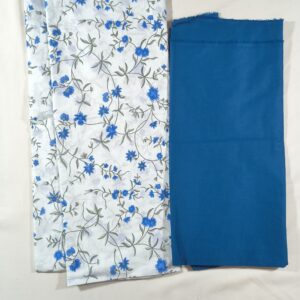 Printed White Unstitched Suit