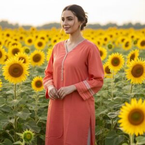 Plain Peach Kurti
