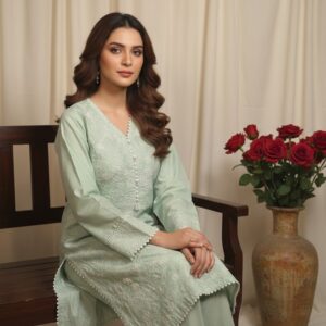 Embroidered Green Kurti