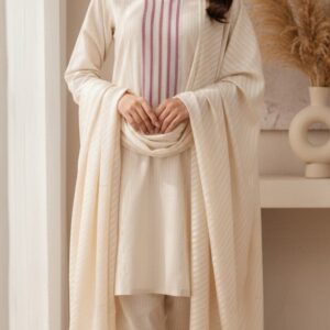 Printed White Unstitched Suit