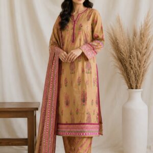 Printed Brown Three Piece Suit